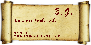 Baronyi Győző névjegykártya